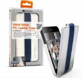  CANYON CNA-I5L01WB OBAL PRE IPHONE 5 Z KOŽE S OCHRANOU DISPLEJA, BIELO/MODRÝ - supershop.sk