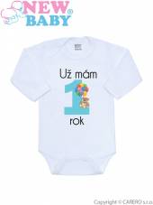  Body s potiskem New Baby Už mám 1 rok modré Modrá 80 (9-12m) - supershop.sk