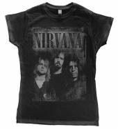 NIRVANA =T-SHIRT=  - TR FADED FACES -M- GIRLIE /BLACK